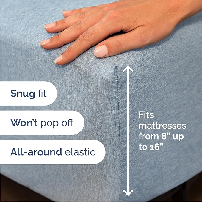 Cal King Size 4 Piece Sheet Set - Comfy Breathable & Cooling Sheets - Hotel Luxury Bed Sheets for Women & Men - Deep Pockets, Easy-Fit, Soft & Wrinkle Free Sheets - Heathered Blue Oeko-Tex Bed Sheets