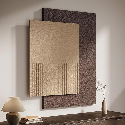 Cuspin Large 3D Textured Neutral Wall Art for Living Room, Modern Minimalist Paintings Artwork for Walls, Beige Brown Pictures Wall Decor for Bedroom Dining Room Hallway Office