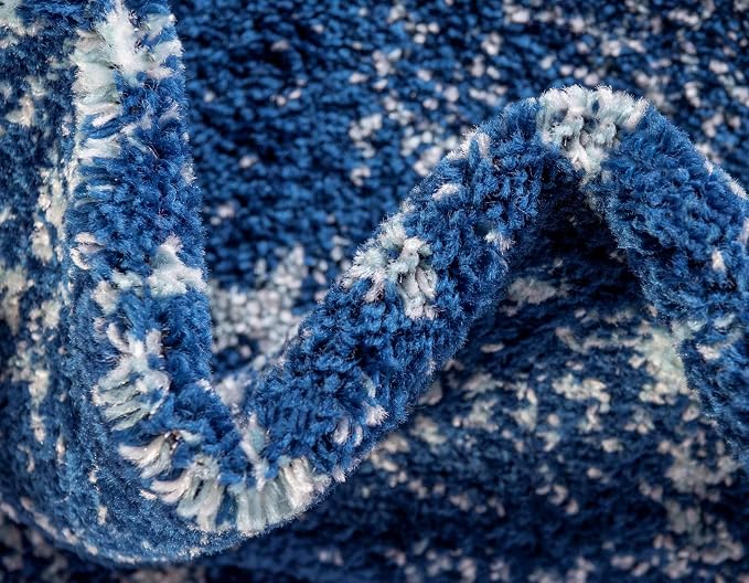Unique Loom Bromley Collection Area Rug - Wells (2' x 6' 9" Runner, Navy Blue/ Ivory)