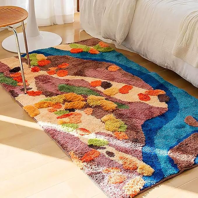 UKELER Colorful Moss Rug for Living Room 3D Shag Moss Area Rugs for Home Decor Non Slip Washable Kids Play Rug Laundry Room Decor 70.8''x37.4''