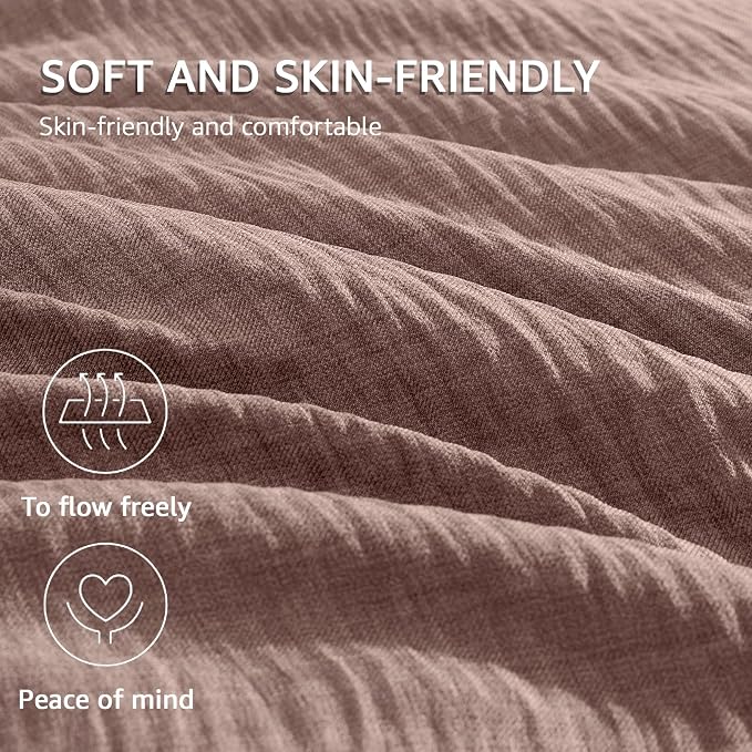 Geniospin King Size Comforter Set- 7 Piece Misty Rose Textured King Bedding Set, Soft Solid Bed in a Bag for All Season, King Comforter Set with Sheets(Misty Rose,102''x90'')