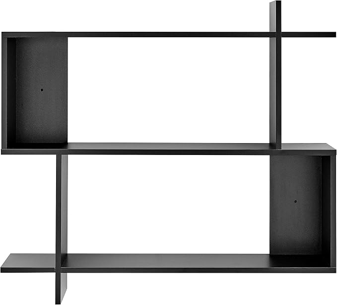 Danya B. Manasa Floating Geometric Kilter Two-Tier Wall Shelf - Hickory
