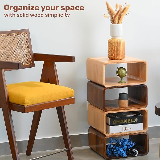 Wooden Cube Storage Book Shelf Organizer, Bookcase for Bedroom, Livingroom, Dormroom, Home Office, Studyroom, Home Decor and Contemporary Spaces (Walnut | Pack of 1)