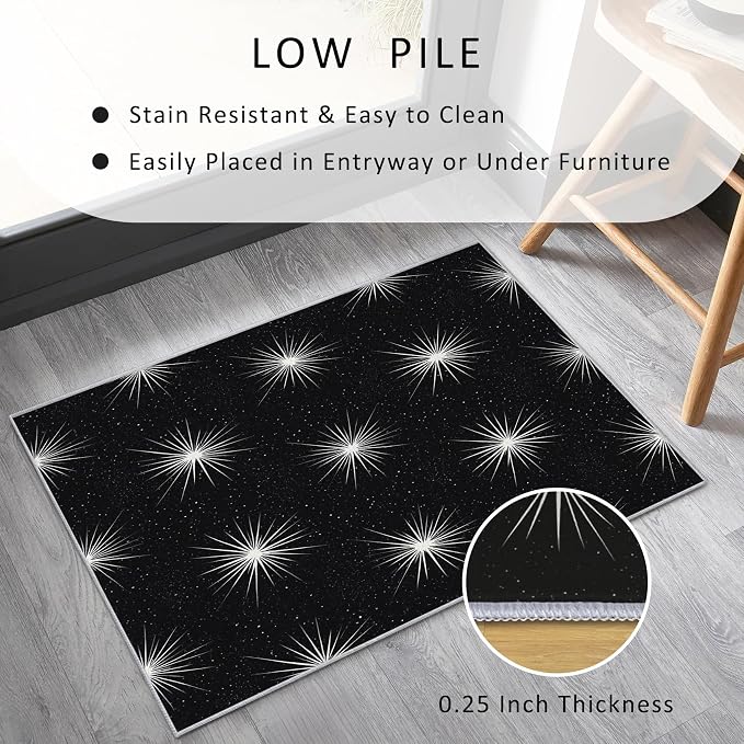 Starburst Rug 6x8 Mid Century Modern Retro Pattern Area Rugs for Living Room, Bedroom, Starburst Home Decor Accessories Indoor Carpet, Non Slip & Machine Washable
