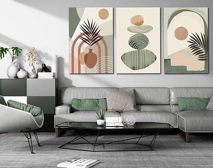 ZHAOSHOP Bohemian Wall-Decor - Modern Minimalist Wall Art - 3 Piece Wall Art for Living Room Ready to Hang Size 24" x 36"