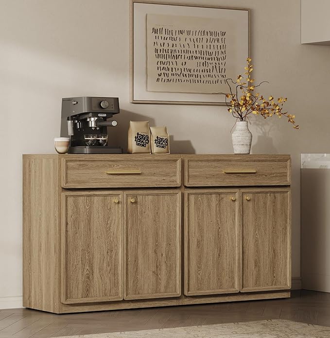 SICOTAS Buffet Cabinet with Storage Accent Storage Cabinet with Doors and Shelves 30" Modern Farmhouse Sideboard Credenza Buffet Table Coffee Bar for Living Room Kitchen Dining Room Entryway Hallway