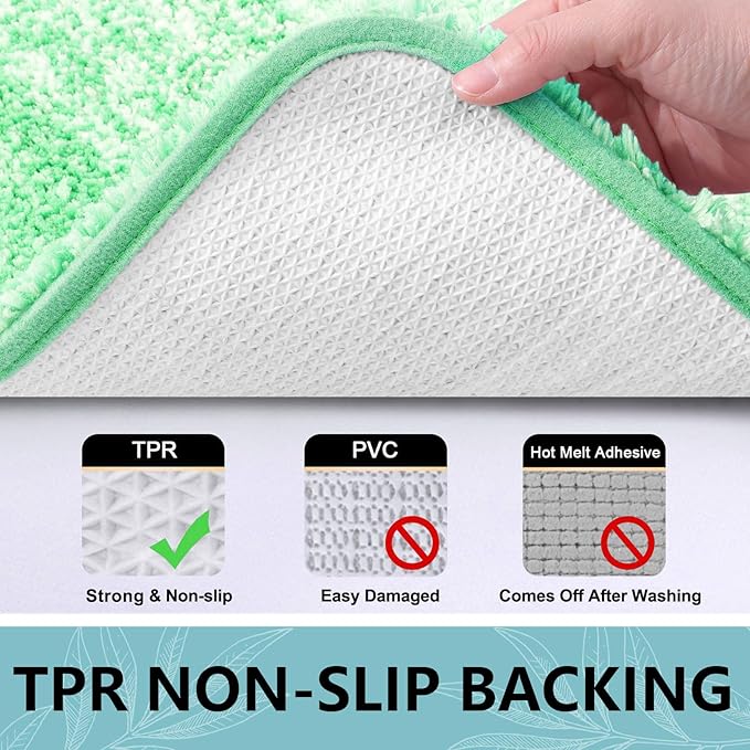 Arotive Microfiber Bathroom Rugs, Shaggy Soft and Absorbent Bath Rug, Non-Slip, Thick Plush Machine Washable Dry Bath Mats for Bathroom, Tub and Shower, 30x20, Green, Rectangular