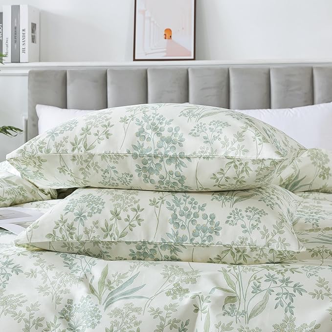 HoneiLife King Size Duvet Cover - 100% Cotton Comforter Cover, Floral Duvet Cover Sets with Zipper Closure & Corner Ties, 3-PC Wildflower Bedlinen Sets
