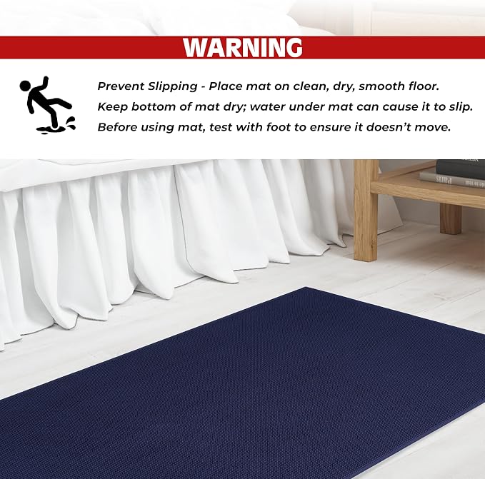 Cotton Paradise 100% Cotton Turkish Bathmat Rug, Soft Absorbent Quick Dry Non Slip, 17x24 Bathmat Rug, Navy Blue