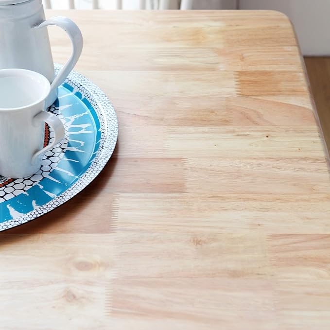 Livinia Canberra 47.2" Rectangular Wooden Dining Table/Mid Century Modern Malaysian Oak Kitchen Table (Natural-White) Table Only