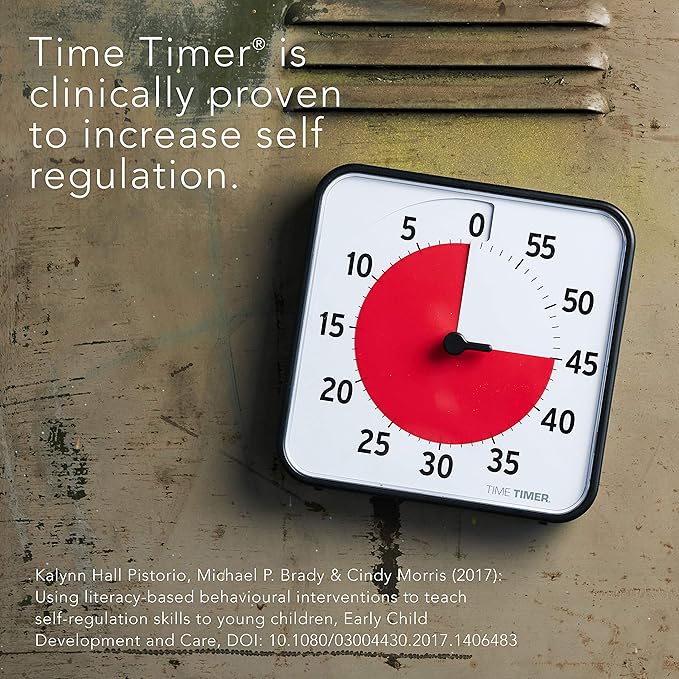 TIME TIMER 8 inch Visual Timer - 60 Minute Desk Countdown Clock with Dry Erase Activity Card, Also Magnetic - for Kids Classroom, Homeschooling Study Tool, Task Reminder, Home and Kitchen Timer