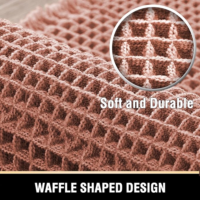 H.VERSAILTEX Upgraded Waffle Bath Mat Super Absorbent Bathroom Mats Non Slip Bath Rugs for Bathroom Floor Machine Washable Dry Fast Bathroom Rugs for Beside Tub, 20" x 32", Soft Pink