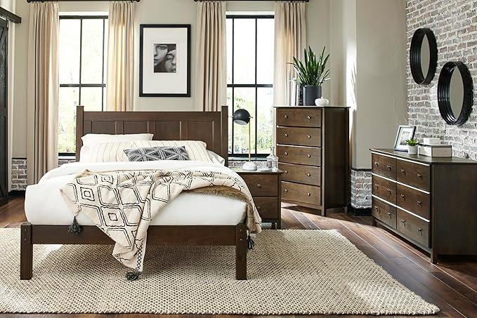 Grain Wood Furniture Shaker 6-Drawer Dresser, Solid Wood with an Expresso Finish