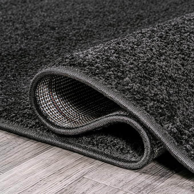 JONATHAN Y Haze Solid Low-Pile Black 8' Round Indoor Area Rug, Coastal,Bohemian,Minimalist,Classic, Easy-Cleaning for Living Room,Bedroom,Kitchen,Pet Friendly,Non-Shedding (SEU100I-8R)