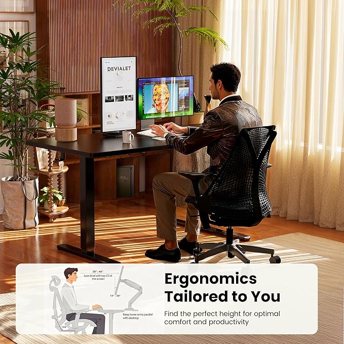 ErGear Electric 71 x 30 inch Standing Desk Workstation, Large Sit Stand up Desk, Memory Computer Home Office Desk, (Black) Ships in One Box