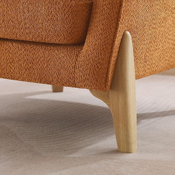 VANOMi Accent Chair 31" Oversized Reading Chair Comfy Upholstered Boucle Lounge Armchair, Modern Living Room Chair with Back Pillow,Single Sofa Chair for Bedroom, Office, Orange