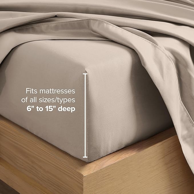 Bare Home Twin XL Sheet Set - 1800 Ultra-Soft Microfiber Twin Extra Long Bed Sheets - Double Brushed - Deep Pockets - Easy Fit - 3 Piece Set - Bedding Sheets & Pillowcases (Twin XL, Pebble)