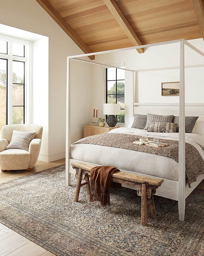 Loloi Amber Lewis Morgan Collection MOG-03 Denim/Multi 7'-3" x 9'-3" 38" Thick Area Rug feat. CloudPile, Neutral, Room Décor, Vintage Inspired, Livingroom, Bedroom, Dining Area