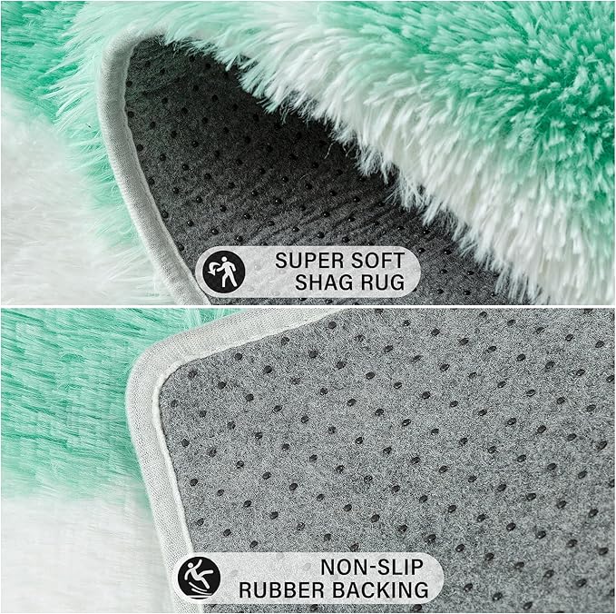 Green Rug 5x8 for Living Room, Checkered Modern Shag Rug Super Soft Washable Indoor Fuzzy Carpet Non-Slip Fluffy Rugs for Bedroom Home Aesthetic Decor