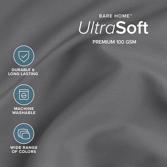 Bare Home Full XL Sheet Set - 1800 Ultra-Soft Microfiber Full Extra Long Bed Sheets - Double Brushed - Deep Pockets - Easy Fit - 4 Piece Set - Bedding Sheets & Pillowcases (Full XL, Grey)