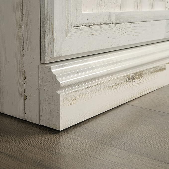 Sauder Select Book Shelf, Bookshelf with Storage, Library Bookcase with Doors and Adjustable Shelves, in White Plank