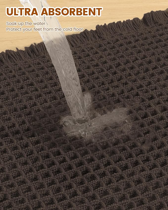 Smiry Waffle Bath Mat 30x20, Extra Soft Absorbent Bathroom Rugs, Non Slip Machine Washable Quick Dry Bath Rugs for Bathroom Floor, Tub, Shower, Home Decor Accessories, Chocolate
