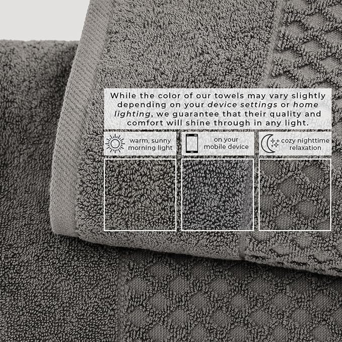 Great Bay Home Hand Towels - 100% Cotton 6 Pack 26x16 Hand Towel Set - Absorbent, Durable, Quick-Dry Towels for Bathroom (Dark Grey)