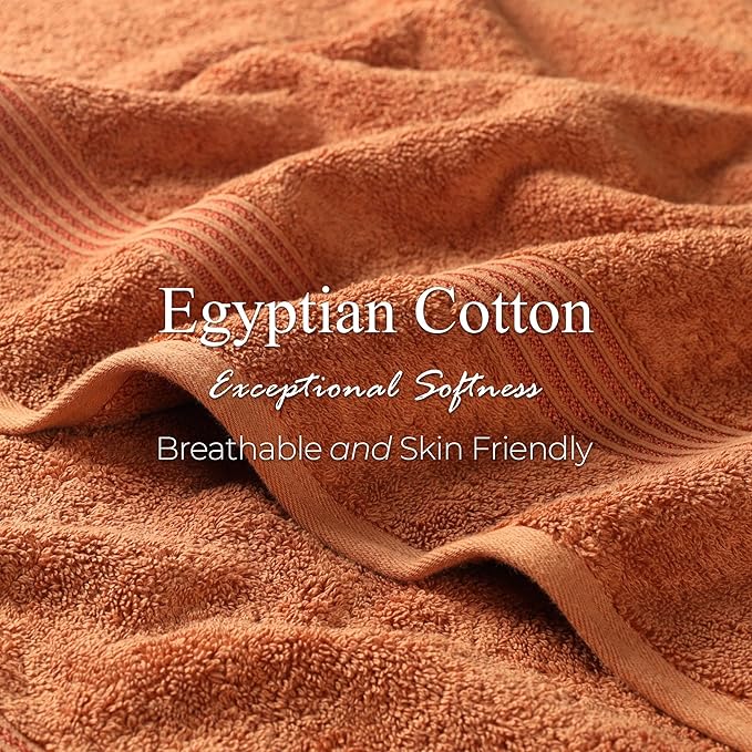 Superior Egyptian Cotton 3-Piece Towel Set, Assorted Towels for Home Bathroom, Master Bath, Decor Essentials, Includes 1 Bath, 1 Hand, 1 Face Towel/Washcloth, Quick Dry, Absorbent, Caramel Brown