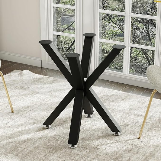 FUSHIAIPTC Metal Table Legs 28 Inch, Artistic Heavy Duty Dining Table Base with Suction Cups & Pre-Drilled Holes, Fits Glass Marble Wood Tops, DIY Desk Coffee Table Legs, 1000LBS Capacity, Black