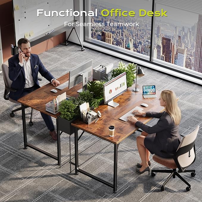 PRAISUN 39.4 Inch Computer Desk, Home Office Desk with Spacious Desktop, Modern Gaming Desk, Writing Study Table for Bedroom, Small Spaces, Work from Home Desk with Metal Frame, Rustic Brown