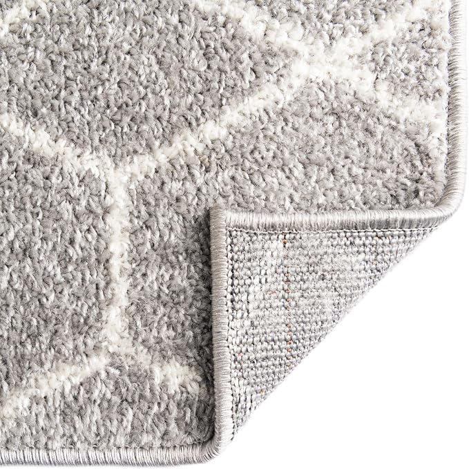 Unique Loom Trellis Frieze Collection Area Rug - Geometric (2' x 10' Runner, Light Gray/ Ivory)