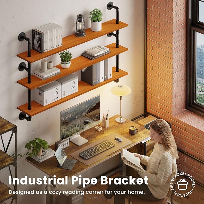 HDDFER Bathroom Floating Shelves for Wall - Industrial Pipe Shelving Shelves Wall Mounted Shelf Over Toilet Farmhouse Home Decor Display Bookshelf 48 in