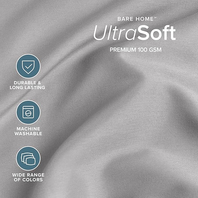 Bare Home Full Sheet Set - 1800 Ultra-Soft Microfiber Full Bed Sheets - Double Brushed - Deep Pockets - Easy Fit - 4 Piece Set - Bedding Sheets & Pillowcases (Full, Light Grey)