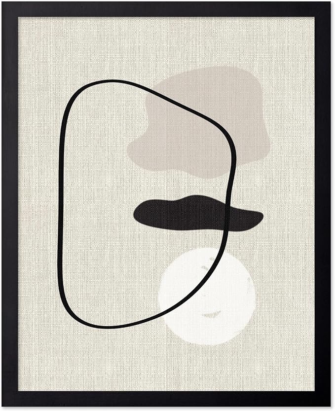 Poster Master Shapes on Linen Poster – Linen Print – Chic Boho Art – Abstract Shapes Artwork – Mid-Century Modern Piece – Great Bedroom or Living Room Wall Decor – 8x10 Black Framed