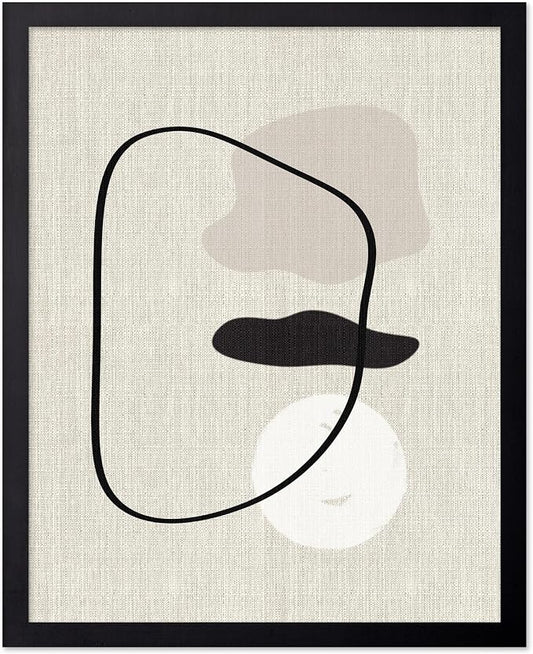 Poster Master Shapes on Linen Poster – Linen Print – Chic Boho Art – Abstract Shapes Artwork – Mid-Century Modern Piece – Great Bedroom or Living Room Wall Decor – 11x14 Black Framed