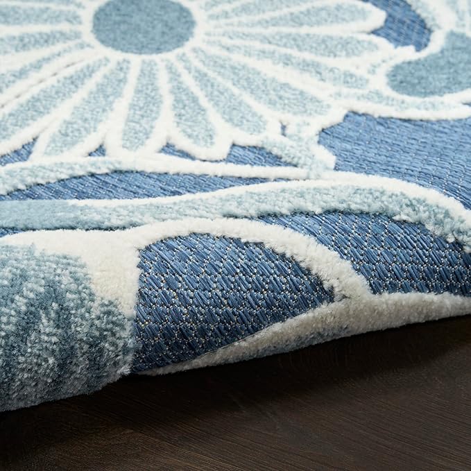 Nourison Home Aloha Blue 3'6" x 5'6" Area Rug - Easy Clean, Non Shedding, Bed Room, Living Room, Dining Room, Kitchen (4' x 6')