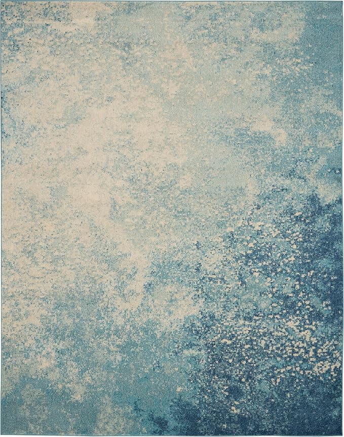 Nourison Home Passion Navy/Light Blue 6'7'' x 9'6'' Area-Rug, Modern, Abstract, Easy-Cleaning, Non Shedding, Bed Room, Living Room, Dining Room, Kitchen, (7' x 10')