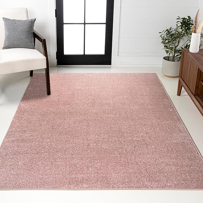 JONATHAN Y Haze Solid Low-Pile Pink Indoor Area Rug 10x14, Coastal,Bohemian,Minimalist,Classic, Easy-Cleaning for Living Room,Bedroom,Kitchen,Pet Friendly,Non-Shedding (SEU100P-14)