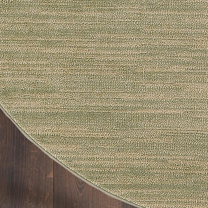 Nourison Home Nourison Essentials Green Gold 8' x Round Area Rug - Easy Clean, Non Shedding, Bed Room, Living Room, Dining Room, Kitchen (8' x Round)