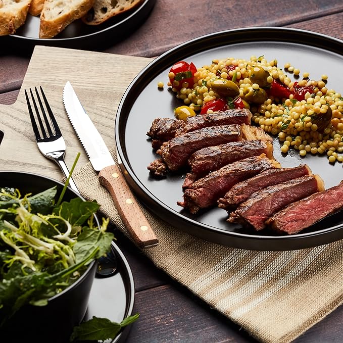 Stone Lain Celina Stoneware 16 Piece Modern Dinnerware Set, Plates and Bowls, Black Matte, Service for 4, Microwave & Dishwasher Safe