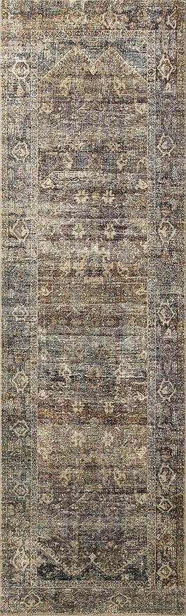 Loloi Amber Lewis Morgan Collection MOG-05 Spice/Lagoon 2'-3" x 7'-6" 38" Thick Runner Rug feat. CloudPile, Neutral, Room Décor, Vintage Inspired, Livingroom, Bedroom, Dining Area