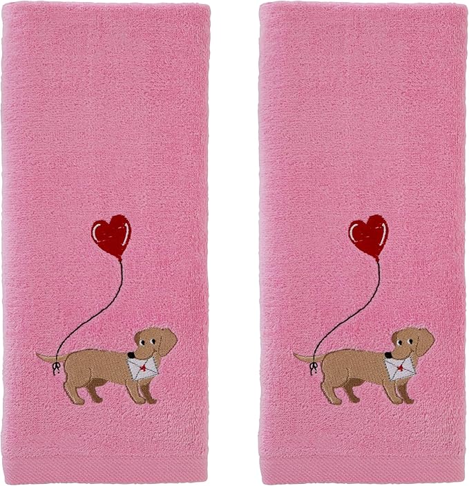 SKL Home Valentine Dachshund Hand Towel Set, 2 Count