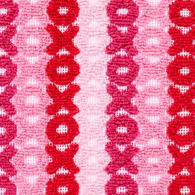 SKL Home Valentine's Day XOXO Jacquard 100% Cotton 2pc Hand Towel Set, Decorative for Bath/Kitchen/Bar & Gift, Pink