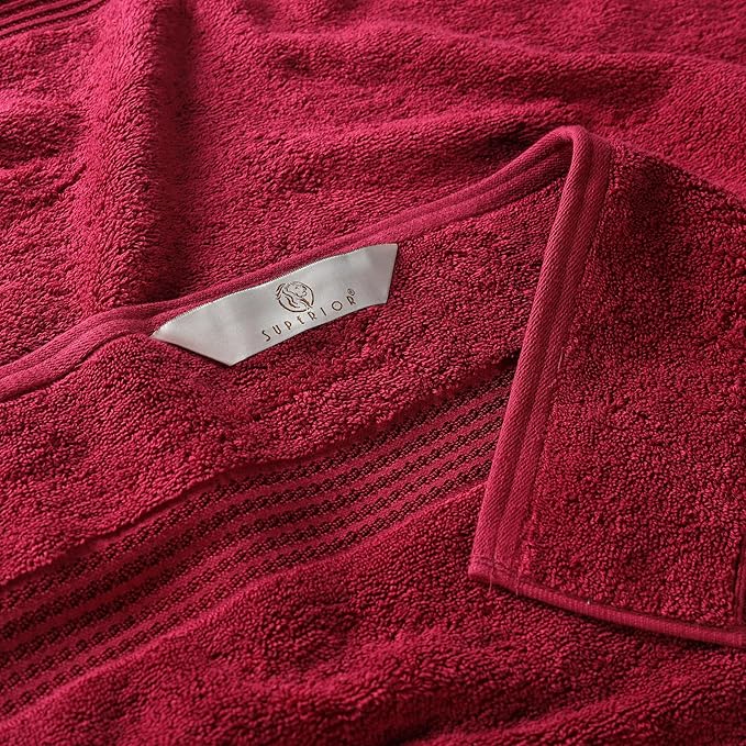 Superior Heritage Egyptian Cotton Bath Towel Set, Large Body Towels for Home Bathroom, Master, Guest Bath Decor, Plush, Absorbent Basics, Spa, Hotel, Resort, Luxury Essentials, Set of 4, Burgundy