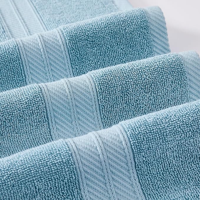 Modern Threads Trefoil Filigree 6-Piece 100% Cotton Towel Set – Reversible Yarn Dyed Jacquard – Includes 2 Bath Towels, 2 Hand Towels, 2 Washcloths – Absorbent, Quick Dry, Soft & Durable – Sky Blue