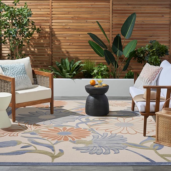 Nourison Home Aloha Beige Multicolor 9' x 12' Area Rug - Easy Clean, Non Shedding, Bed Room, Living Room, Dining Room, Kitchen (9' x 12')