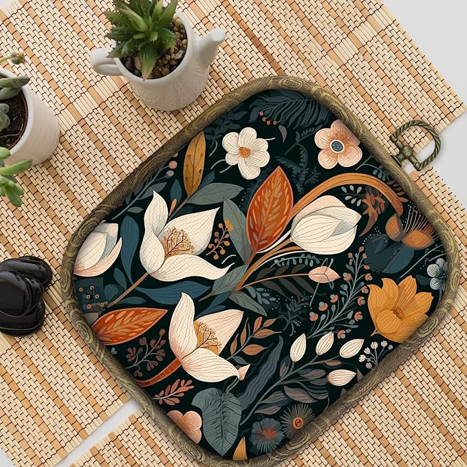 KSDUT Vintage Floral Wall Art Decor - Botanical Neutral Mid Century Modern Wall Art Canvas Frame Hanging Prints, Flower Landscape Square Wall Art Decor for Bathroom Home Gallery Decorations 6.5"x5.7"