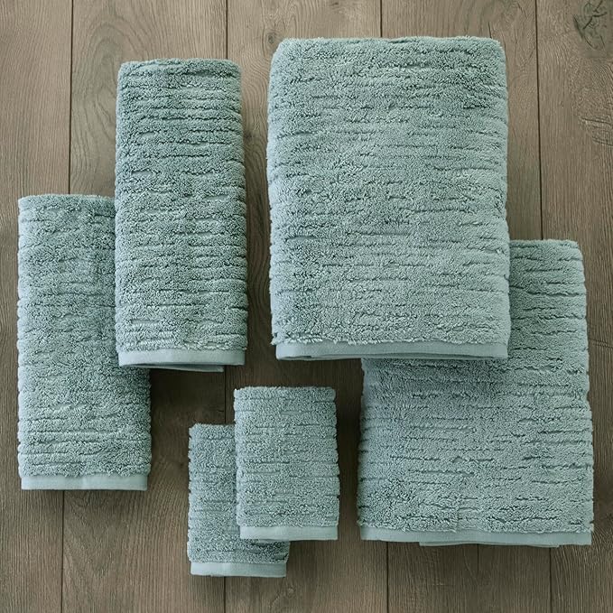 SKL Home CloudSoft 100% Cotton Luxury 6-Piece Towel Set, 600 GSM, Ultra Plush & Absorbent - 2 Bath Towels, 2 Hand Towels, 2 Washcloths, Teal