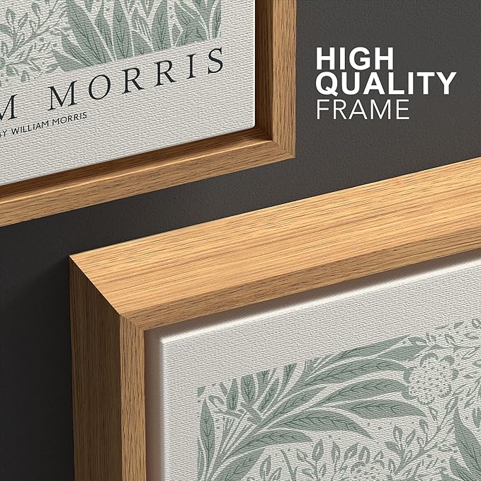 wall26 Framed Canvas Print Wall Art Set William Morris Flower Market Exhibition Poster Nature Wilderness Illustrations Modern Art Decorative Floral Botanical Minimal for Bedroom - 24"x36"x3 Natural