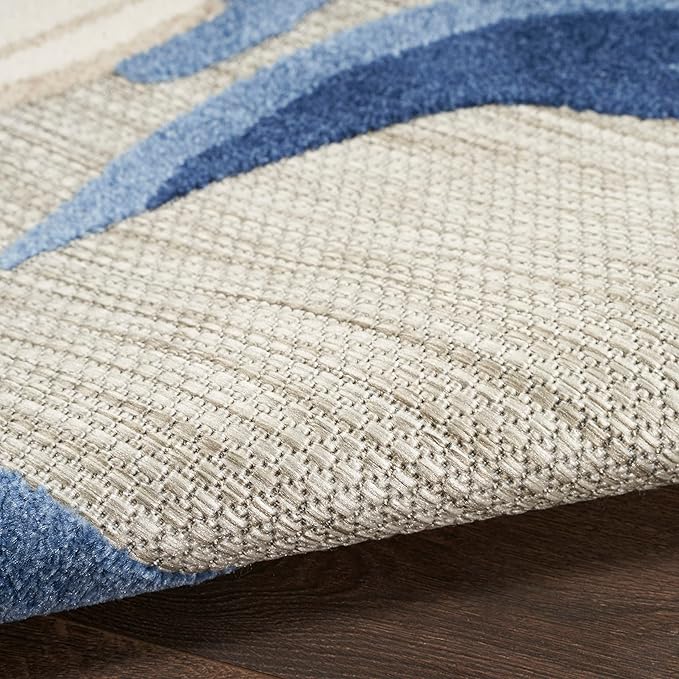 Nourison Home Aloha Blue Grey 5'3" x 7'5" Area Rug - Easy Clean, Non Shedding, Bed Room, Living Room, Dining Room, Kitchen (5' x 8')